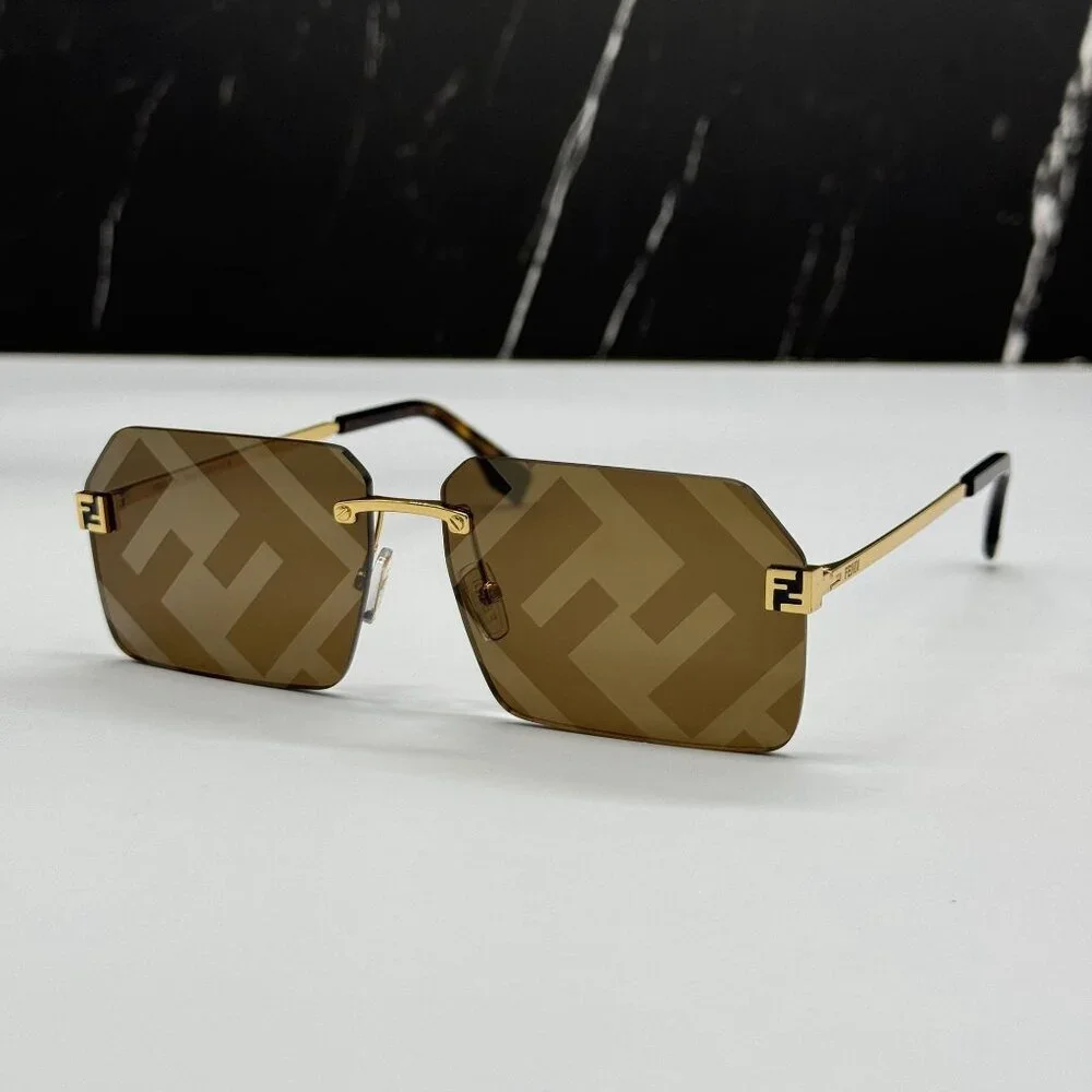 NEW FENDI GOLD BROWN UNISEX SUNGLASSES FENDI FE40043U 33G